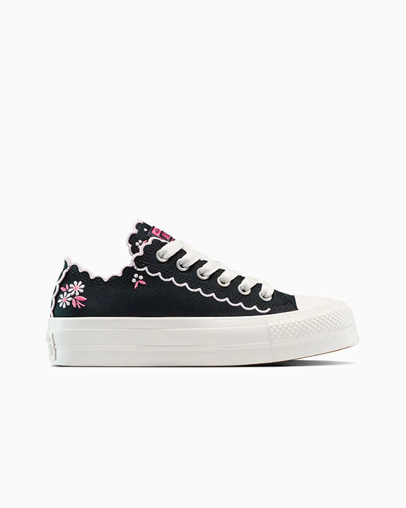 Chuck Taylor All Star Lift Platform Embroidered Flowers Low Top - Image 5