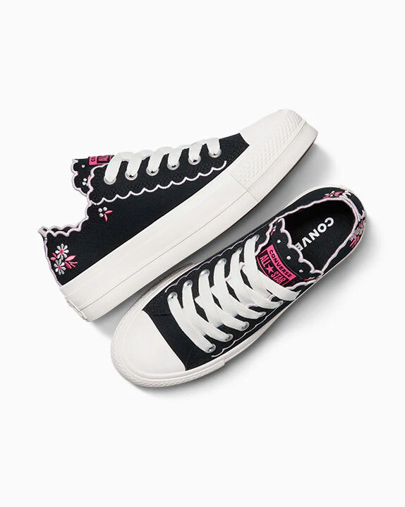 Chuck Taylor All Star Lift Platform Embroidered Flowers Low Top - Image 8