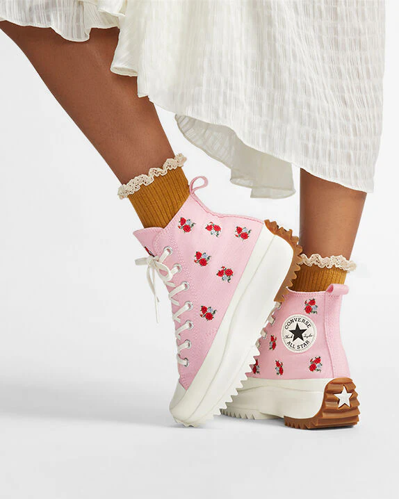 Run Star Hike Platform Embroidered Floral High Top - Image 2