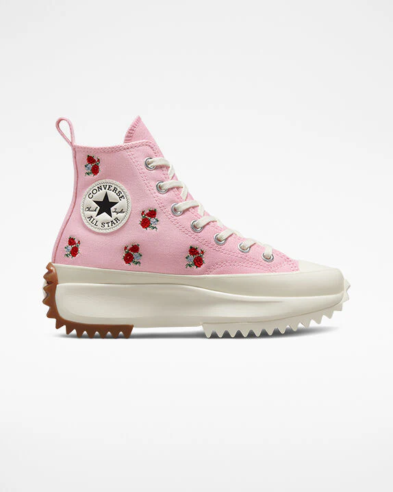 Run Star Hike Platform Embroidered Floral High Top - Image 5
