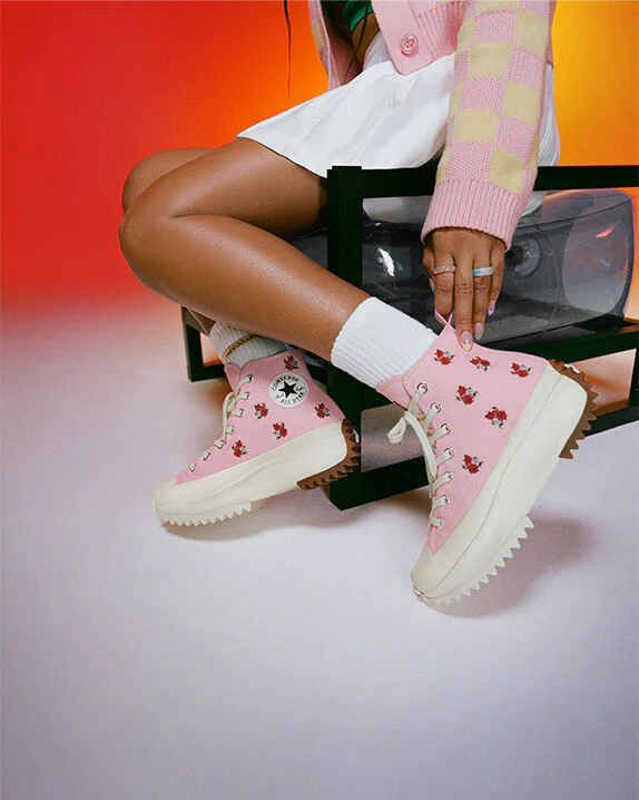 Run Star Hike Platform Embroidered Floral High Top - Image 6