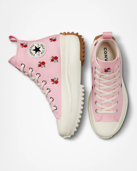 Run Star Hike Platform Embroidered Floral High Top - Image 8