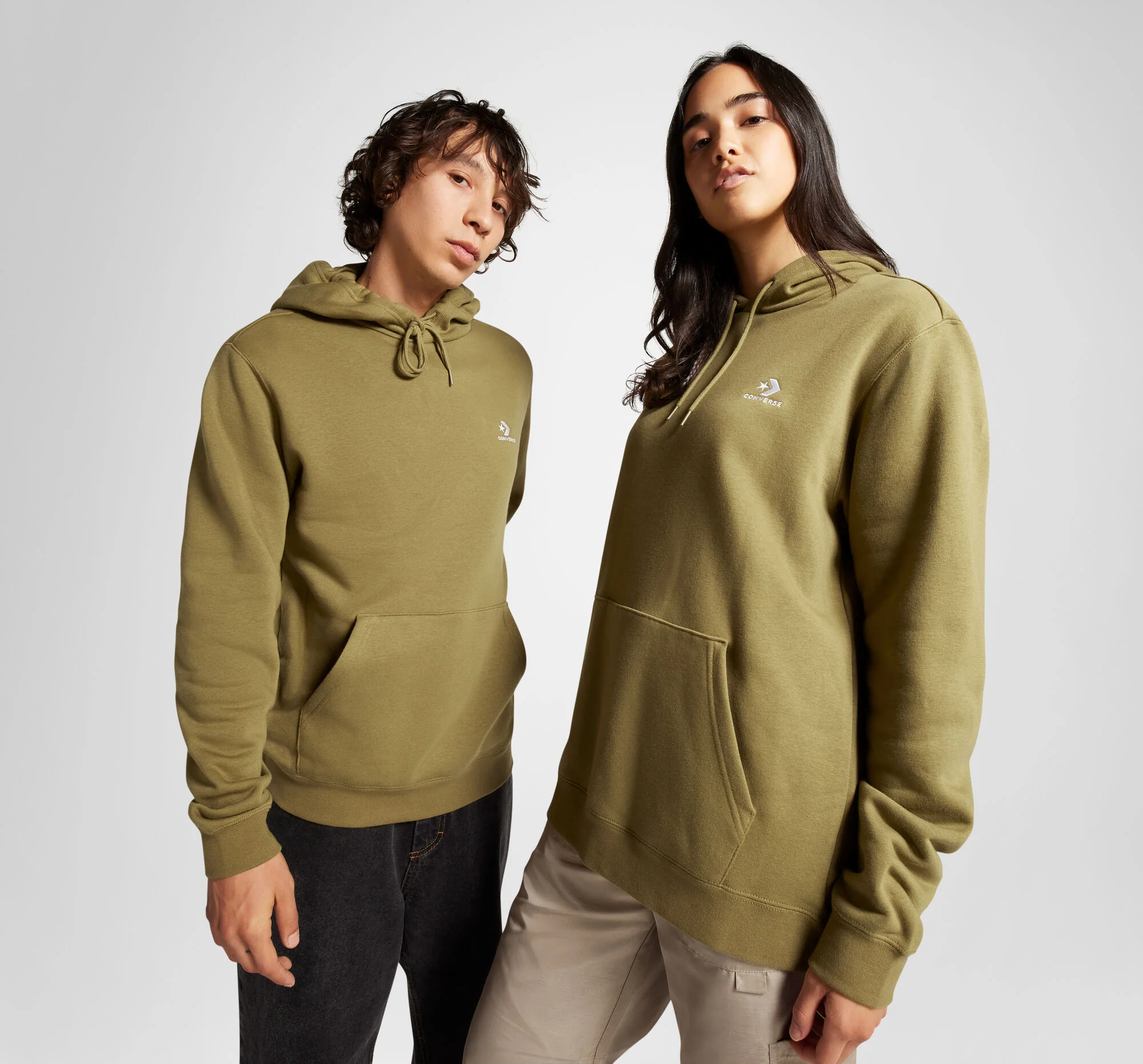 Standard Fit Left Chest Star Chevron Embroidered Hoodie